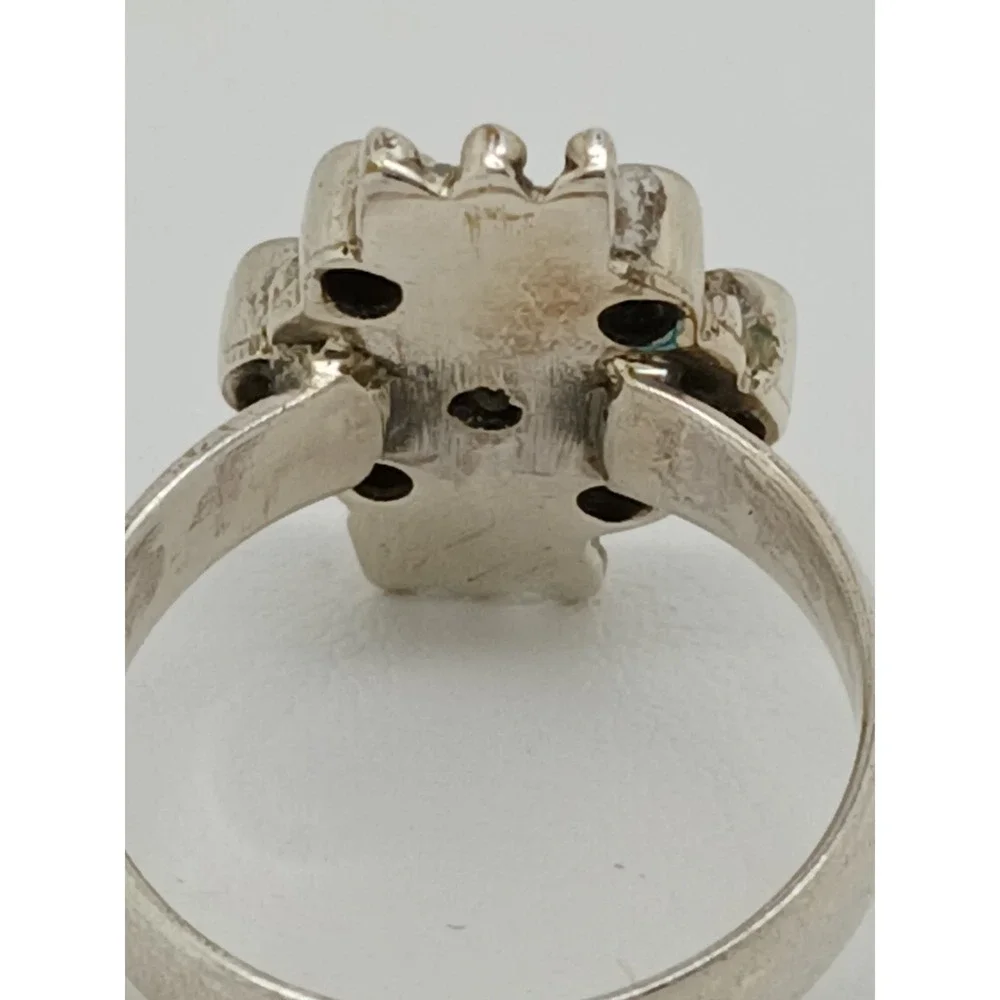 Artisan Crafted 925 Sterling Silver Citrine Cluster Ring Thailand 1990s Size 9.5